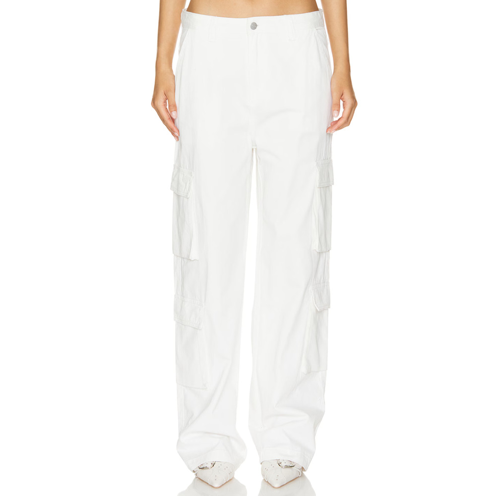 Superdown White Cargo Pants LARGE Baggy Wide Leg Streetwear Revolve $88 NEW